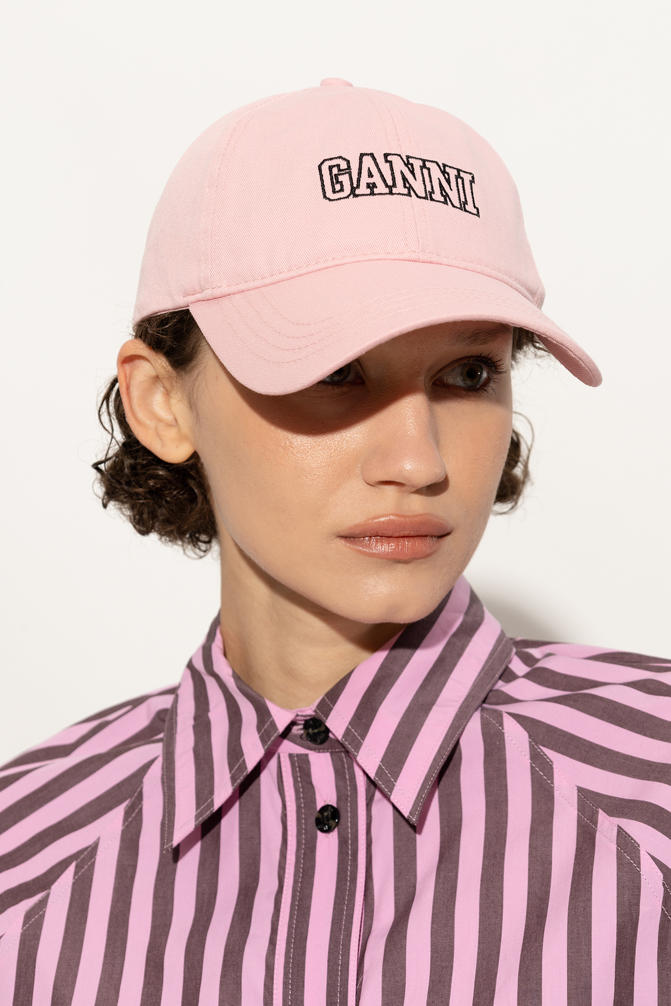 ハット Ganni Women's Logo Lettering Cap Pink A5529-483 GANNI embroidered-logo Cotton Baseball Cap | Pink | FARFETCH